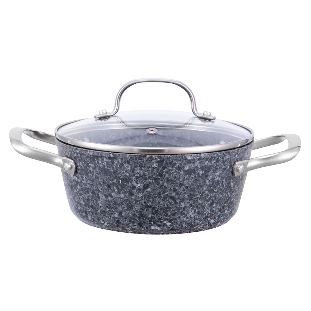24*10,5 cm granitbelagd non-stick aluminium lagerkruka med glaslock JY-HGYG-2-24105